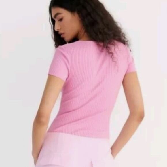 Zara Pink Ribbed Short Sleeve Bodysuit - Picture 5 of 8